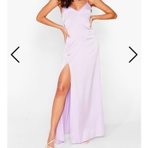 Lilac satin maxi dress